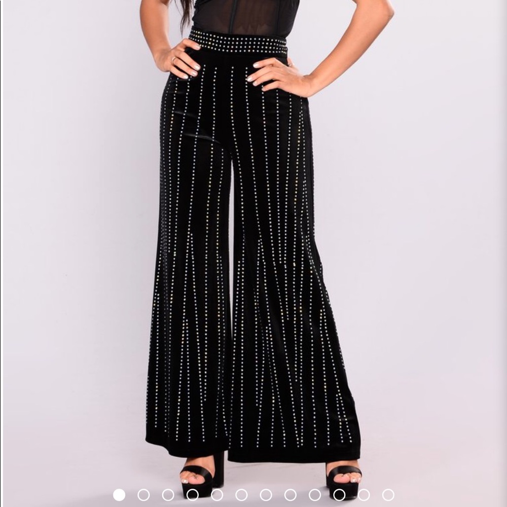 Rhinestone velvet pants